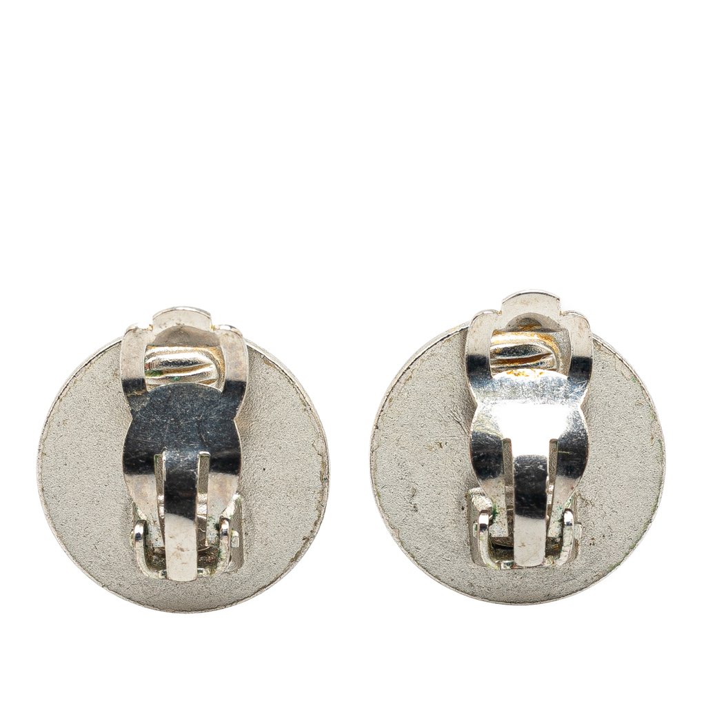 Chanel Silver Cruise CC Logo Disc Clip on Earrings - 2