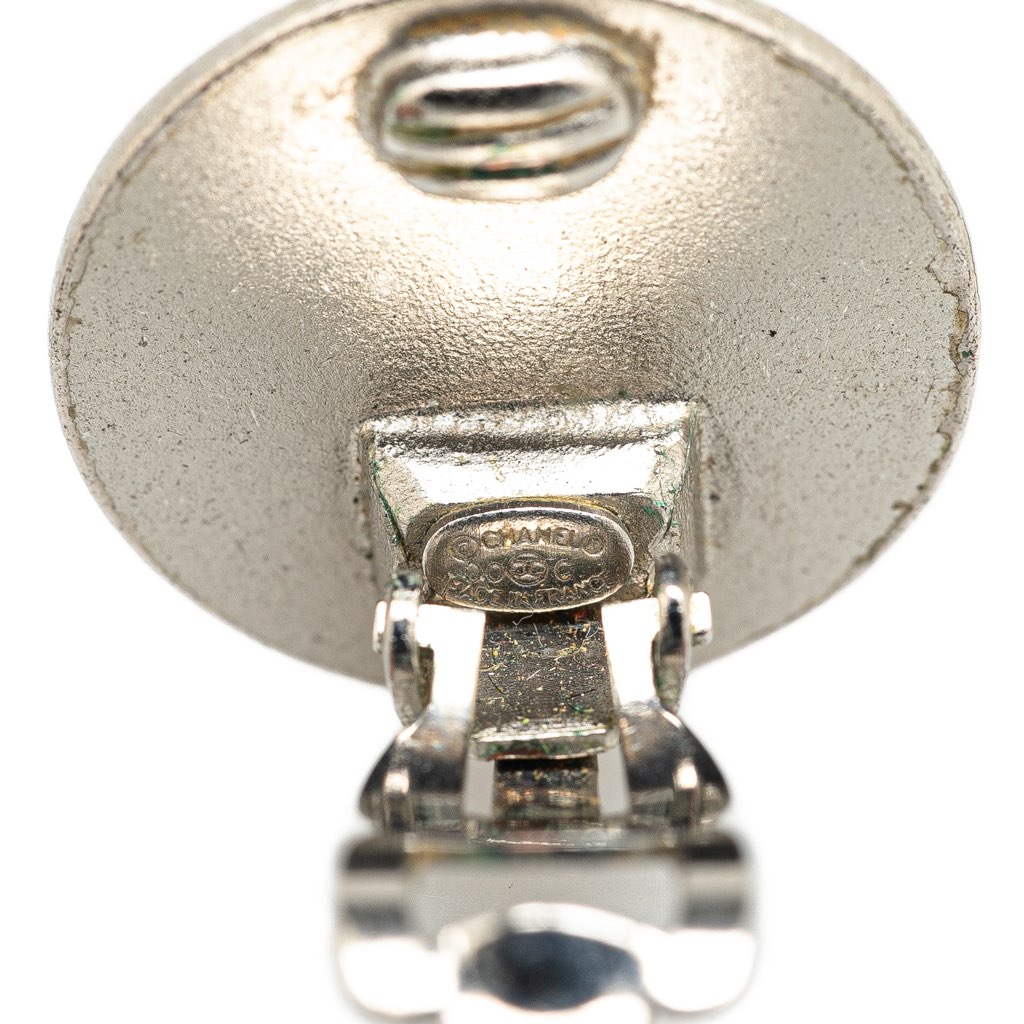 Chanel Silver Cruise CC Logo Disc Clip on Earrings - 3