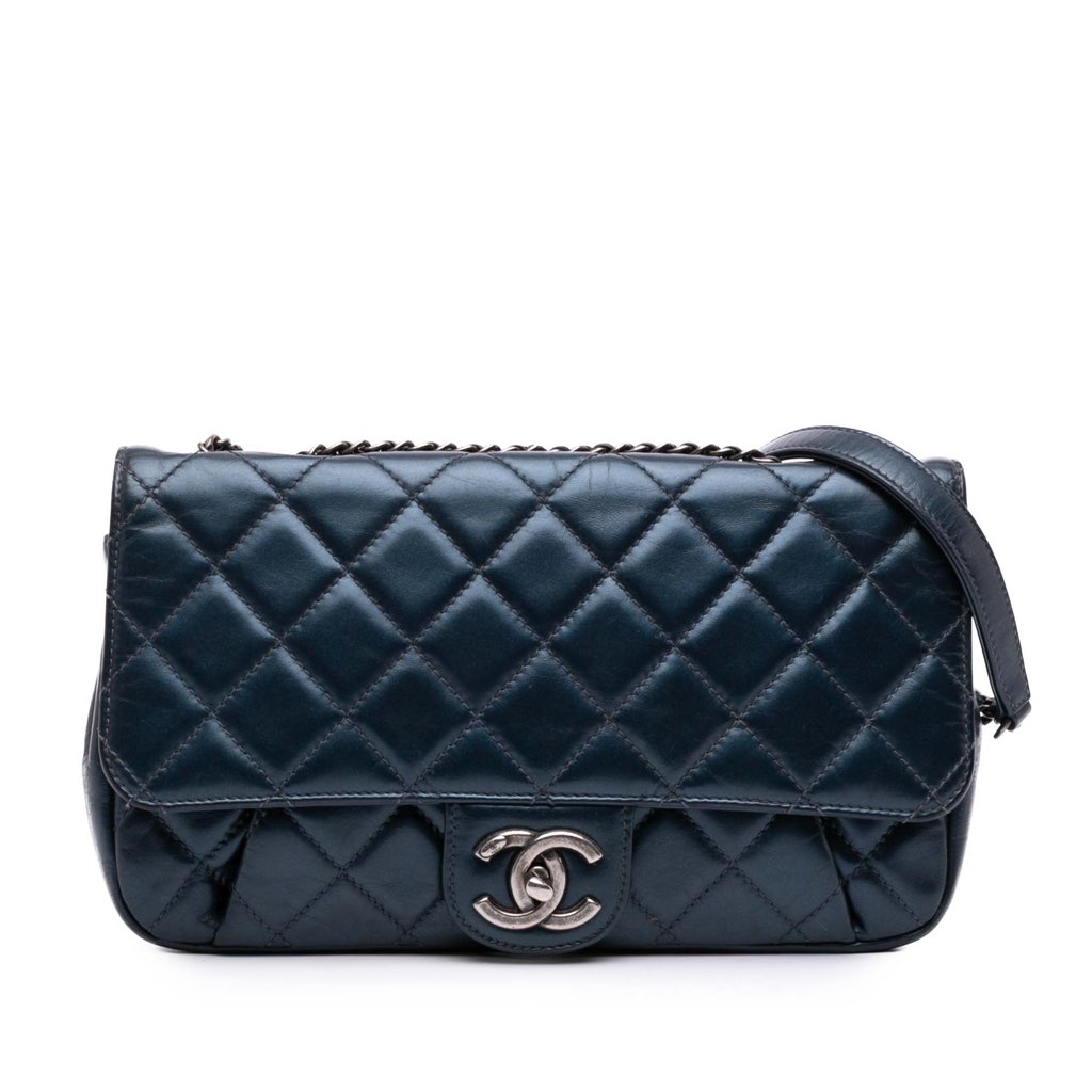 Chanel Medium Quilted Glazed Calfskin Coco Pleats Flap