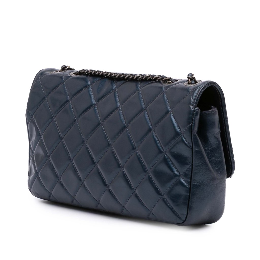Chanel Medium Quilted Glazed Calfskin Coco Pleats Flap - Back view