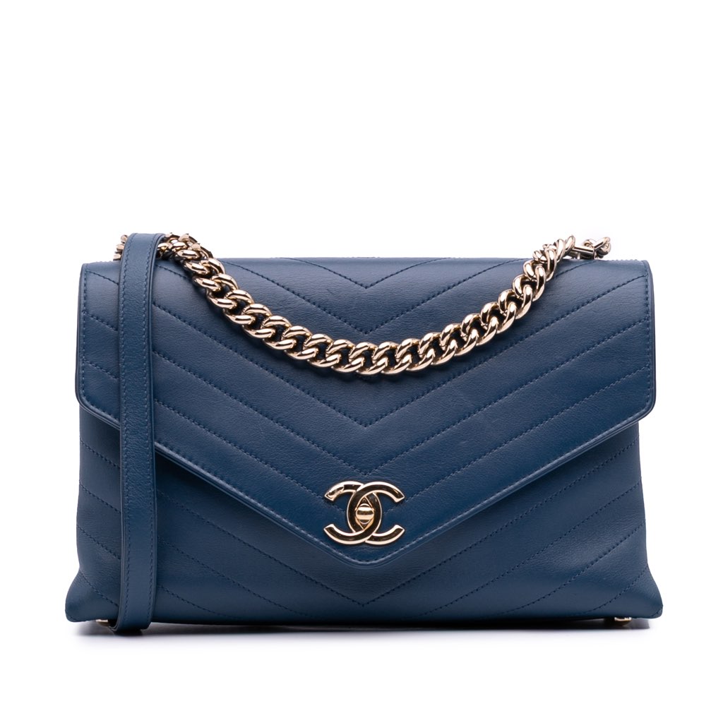 Chanel Medium Calfskin Coco Chevron Envelope Flap
