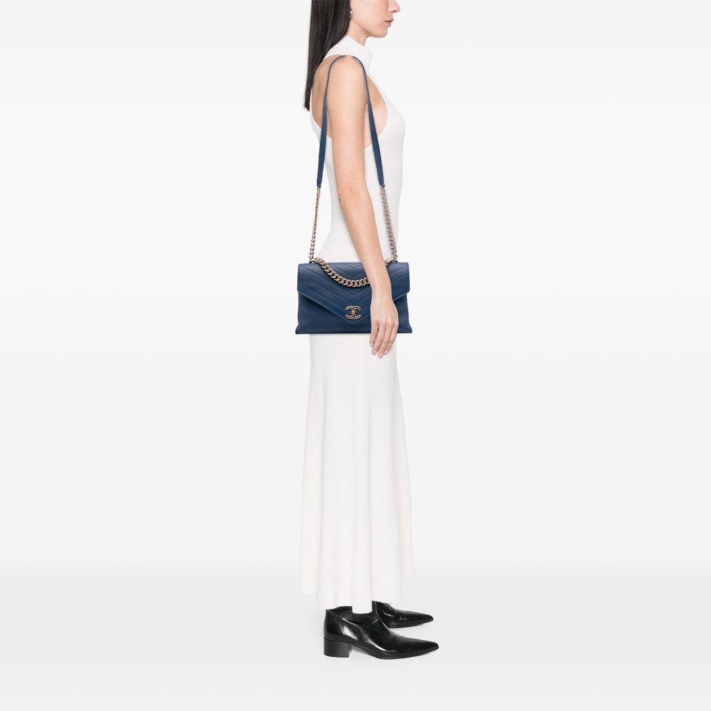 Chanel Medium Calfskin Coco Chevron Envelope Flap - Image 15