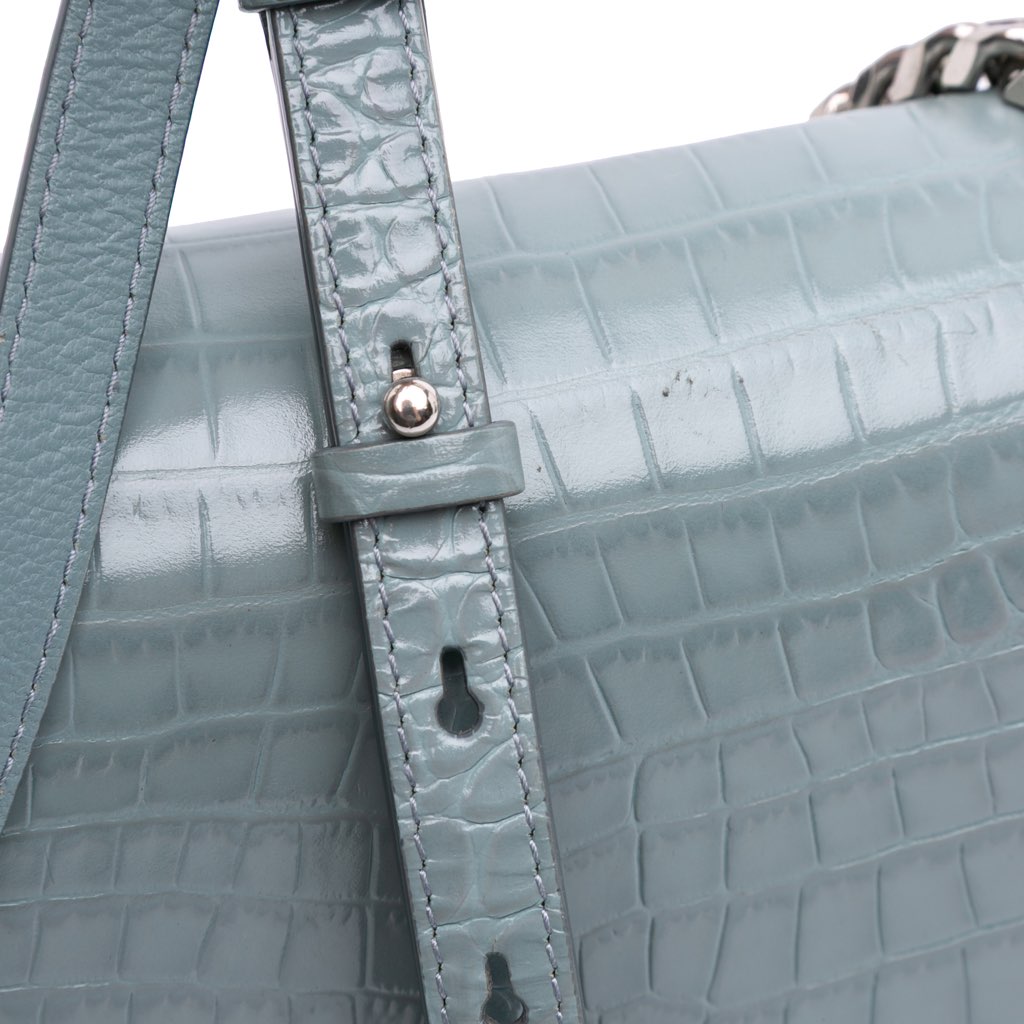 Alexander Mcqueen Croc Embossed Calfskin Skull Knuckle Duster Crossbody - Image 12