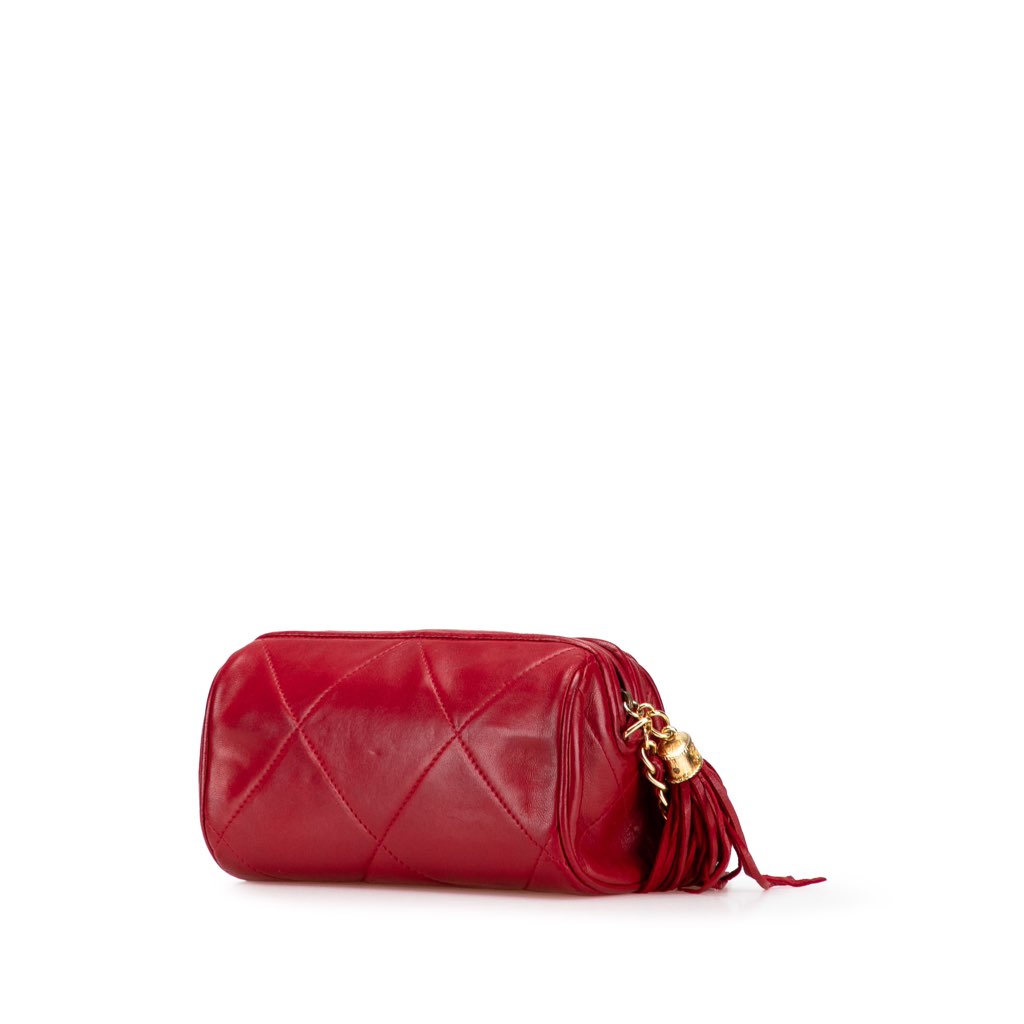 Chanel Mini Quilted Lambskin Tassel Barrel Crossbody - 2