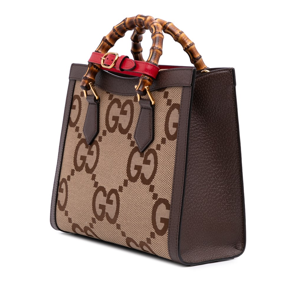 Gucci Medium Jumbo GG Canvas Bamboo Diana Satchel - 2