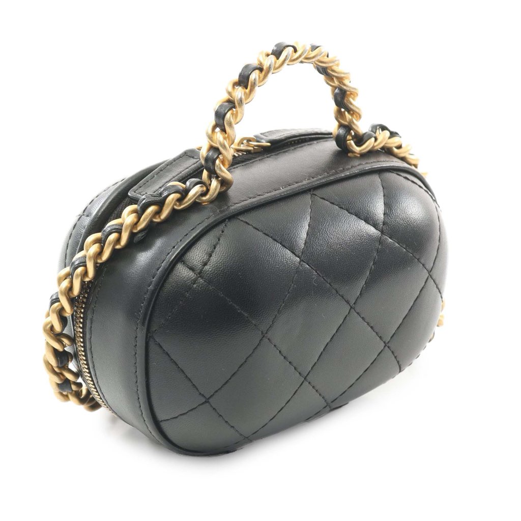 Chanel Quilted Lambskin CC Bubble Vanity Case With Chain - Back view