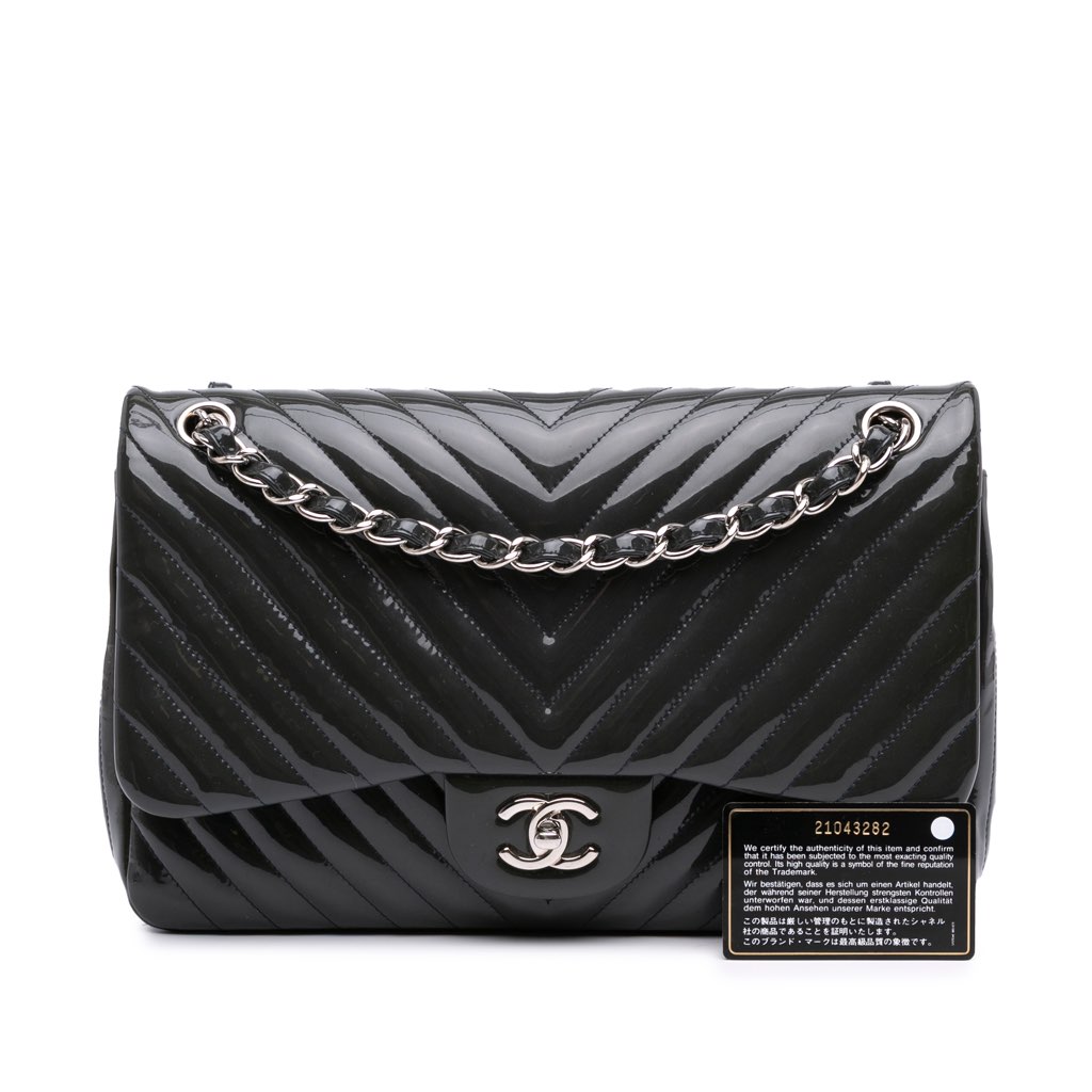 Chanel Jumbo Classic Chevron Patent Double Flap - Image 13