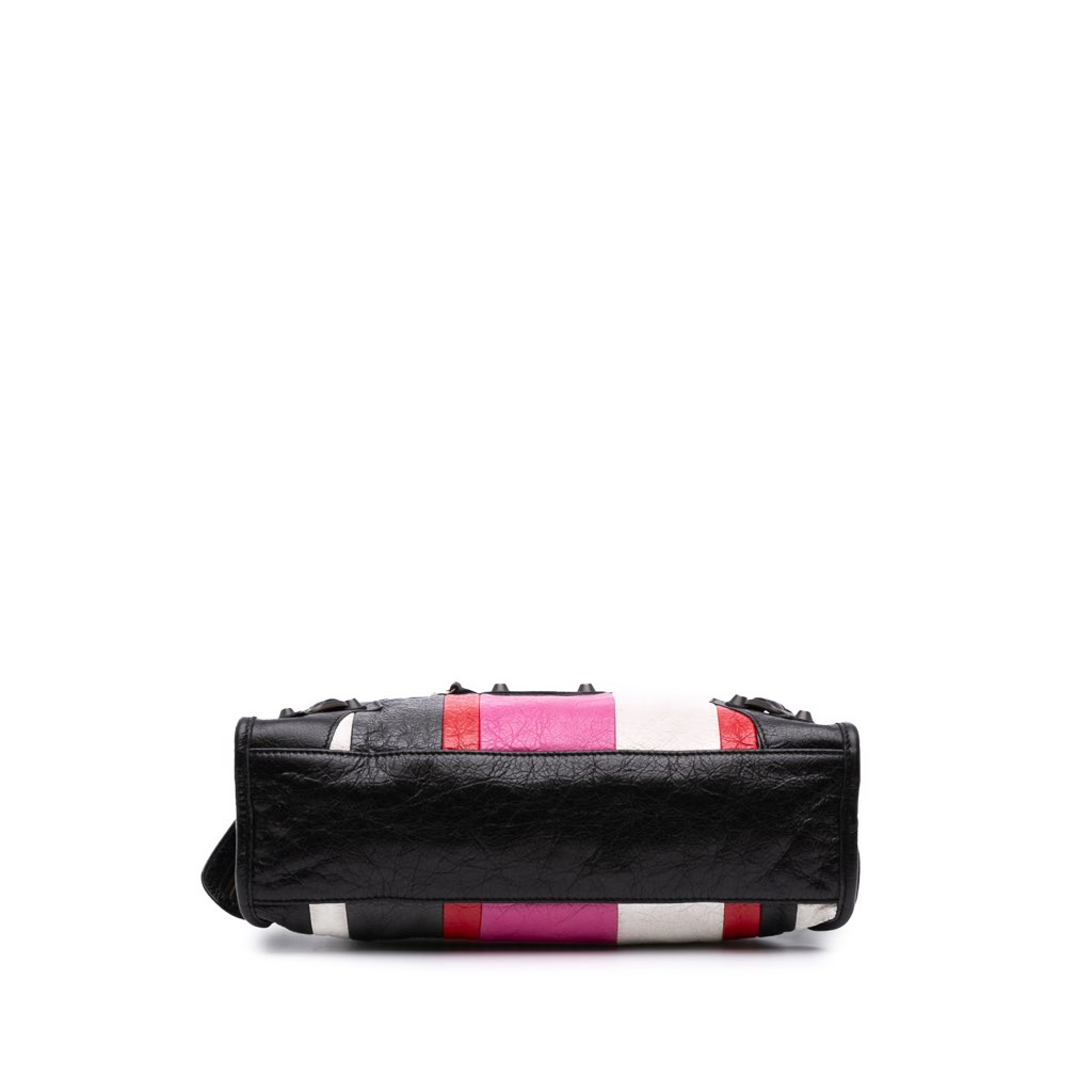 Balenciaga Small Lambskin Motocross Striped Classic City Satchel - Image 6