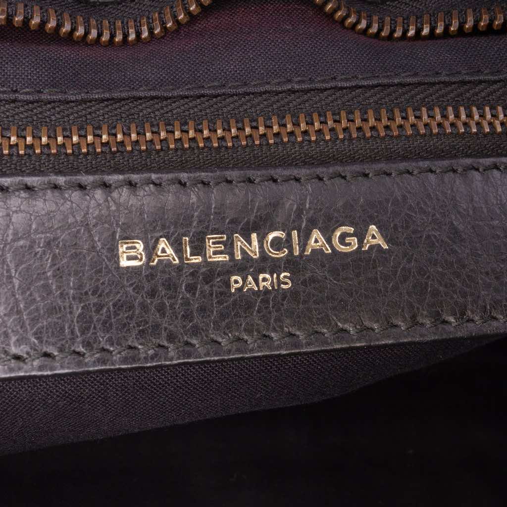 Balenciaga Small Lambskin Motocross Striped Classic City Satchel - Side view