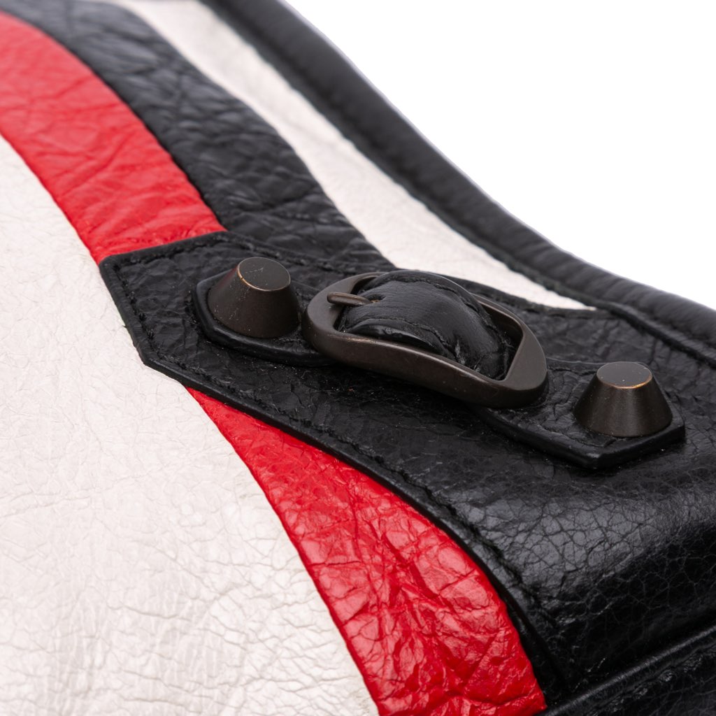 Balenciaga Small Lambskin Motocross Striped Classic City Satchel - Image 11