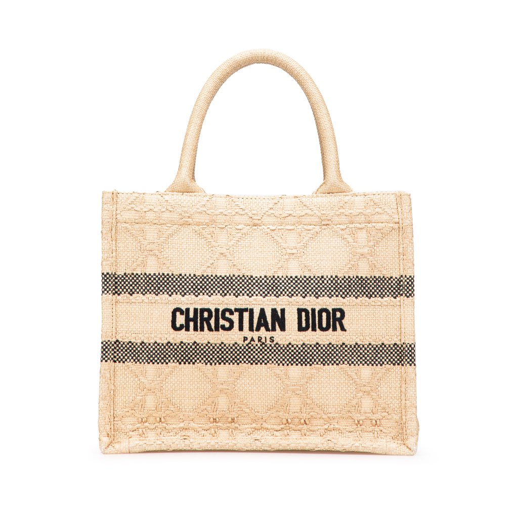 Dior Small Raffia Cannage Book Tote