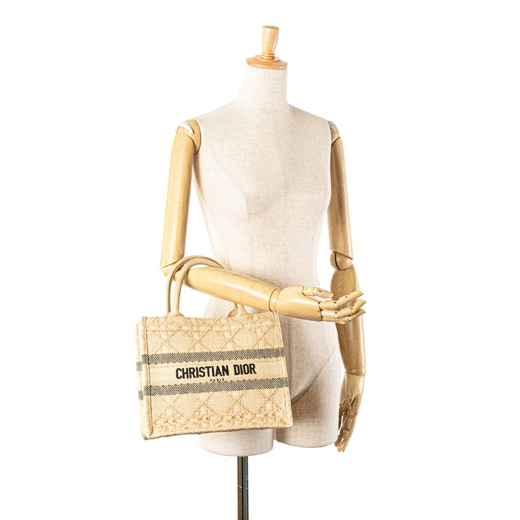 Dior Small Raffia Cannage Book Tote - Image 15