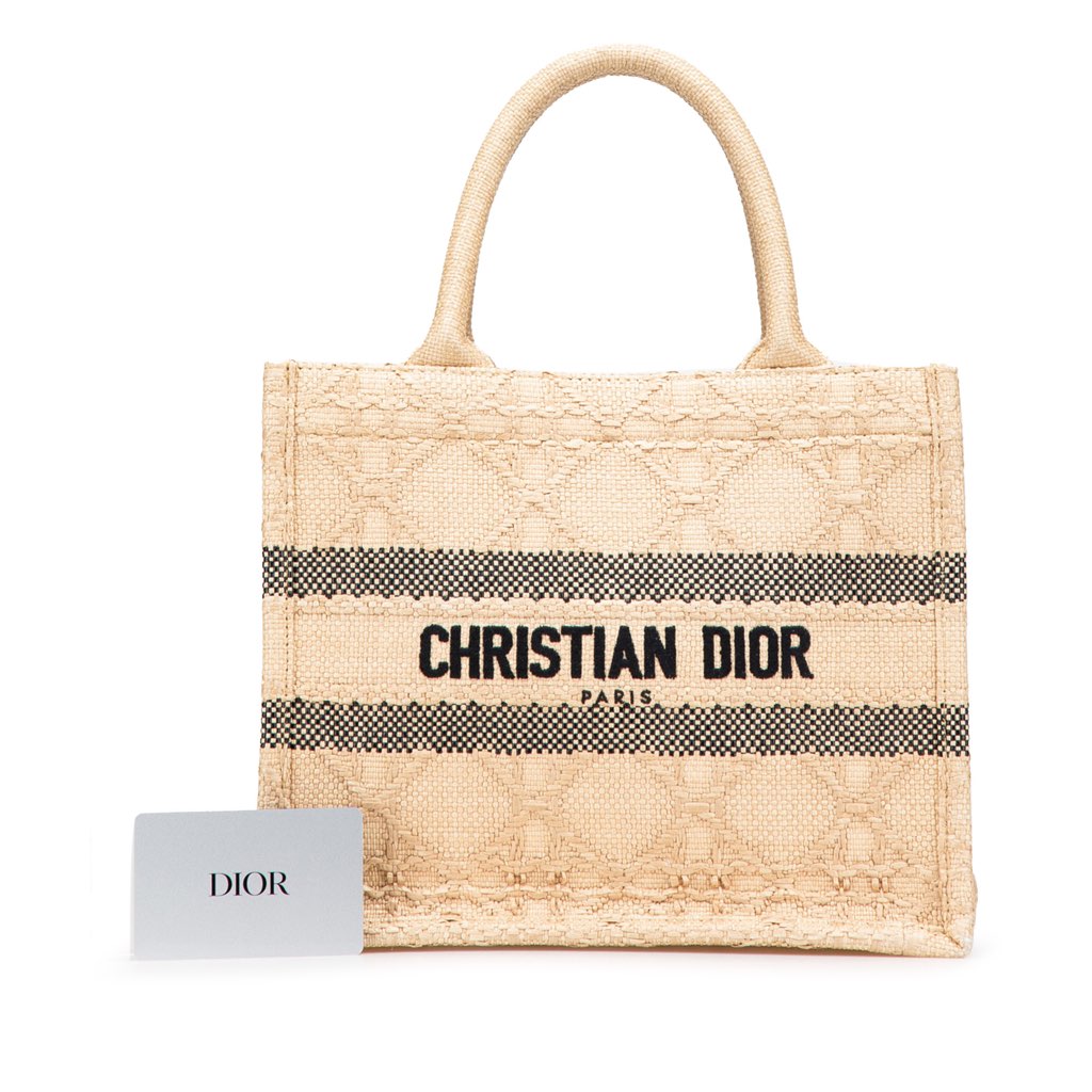 Dior Small Raffia Cannage Book Tote - Image 16