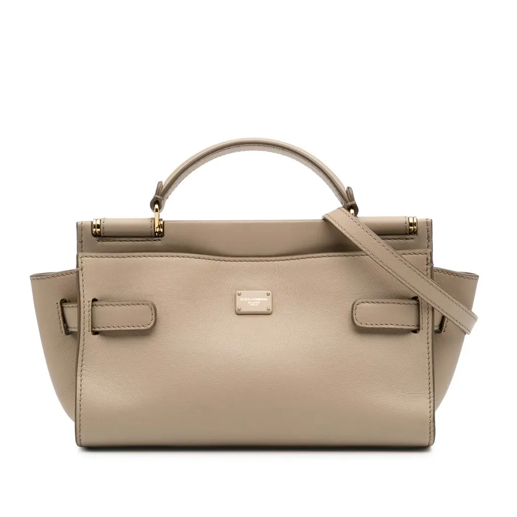 Dolce & Gabbana Small Soft Calfskin Sicily 62 Brown Leather Good - Front View