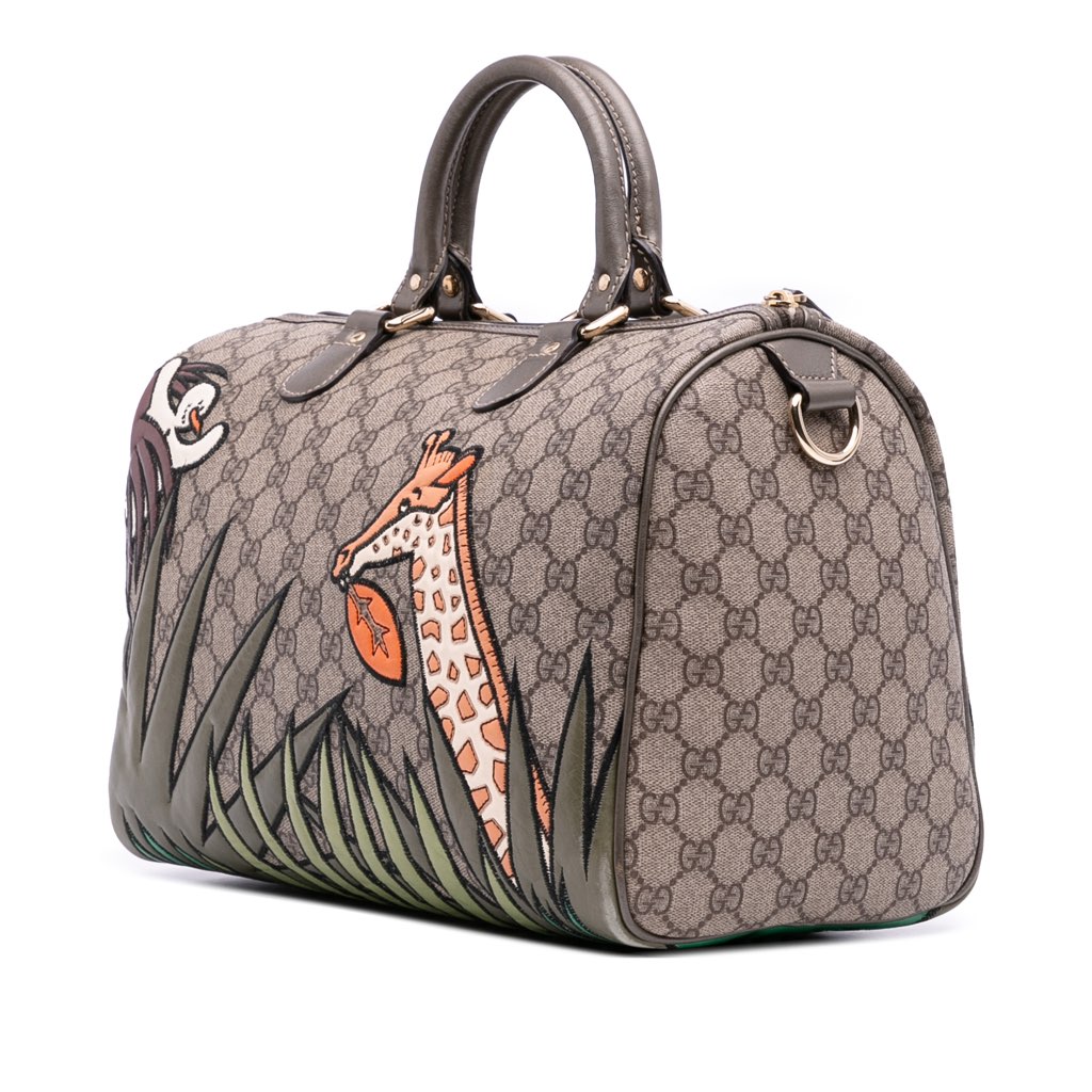 Gucci Medium GG Supreme Joy Unicef Snowman in Africa Boston Bag - 2