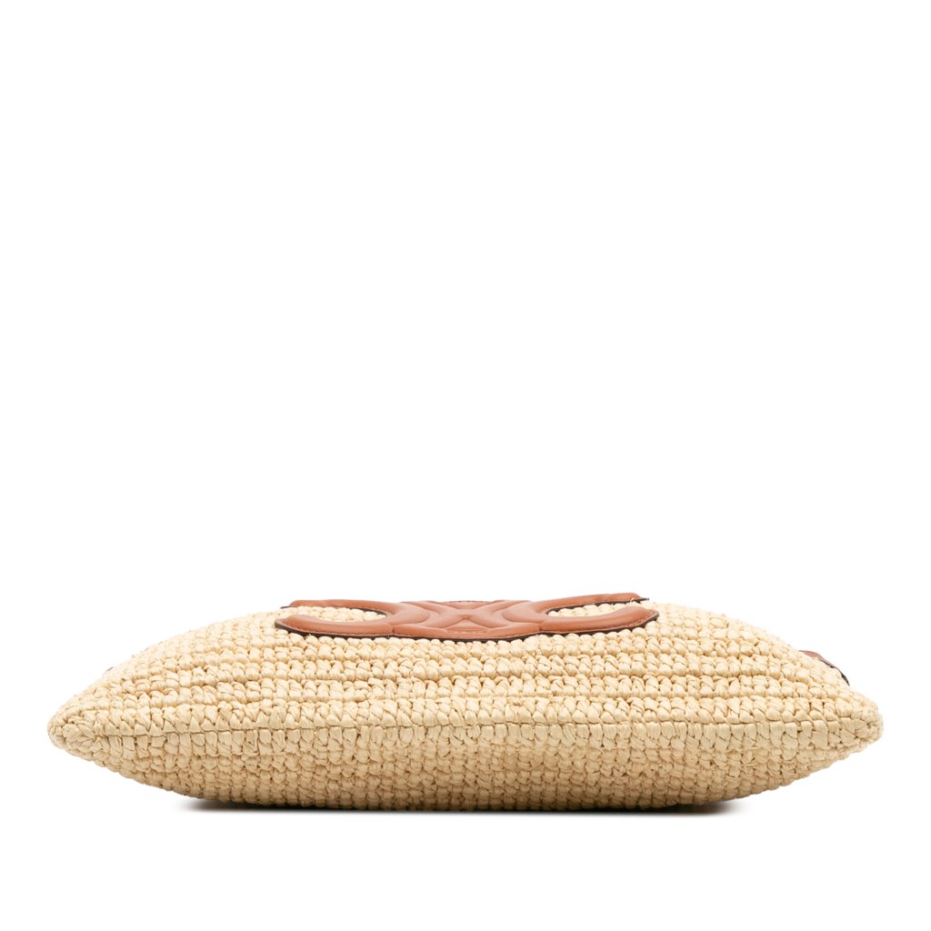 Celine Raffia Cuir Triomphe Zip Pouch - 3