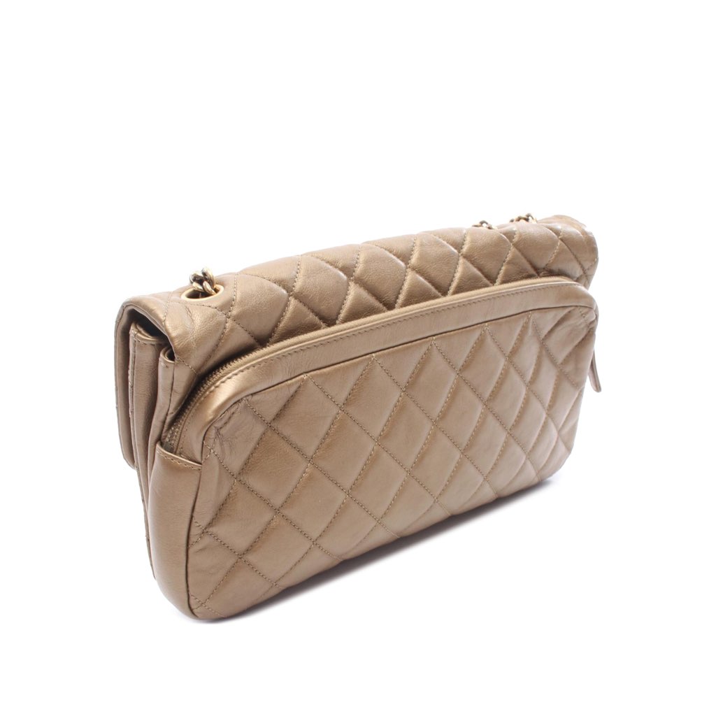 Chanel Medium Quilted Metallic Lambskin CC Crown Flap - 2