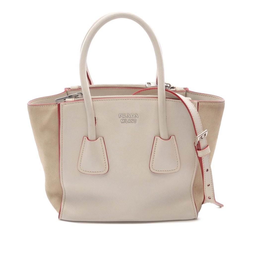 Prada Mini Scamosciato Trimmed Glace Calf Twin Pocket Satchel