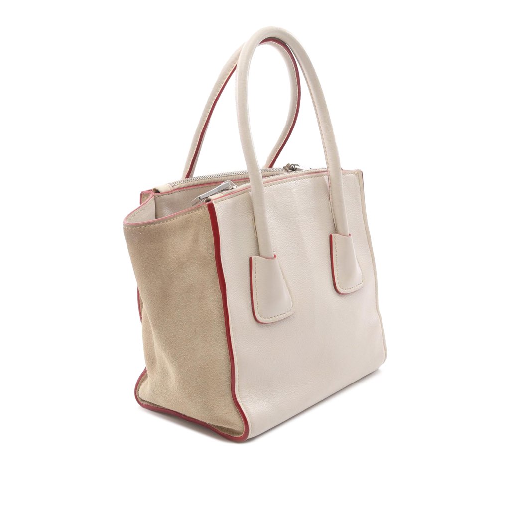 Prada Mini Scamosciato Trimmed Glace Calf Twin Pocket Satchel - Back view