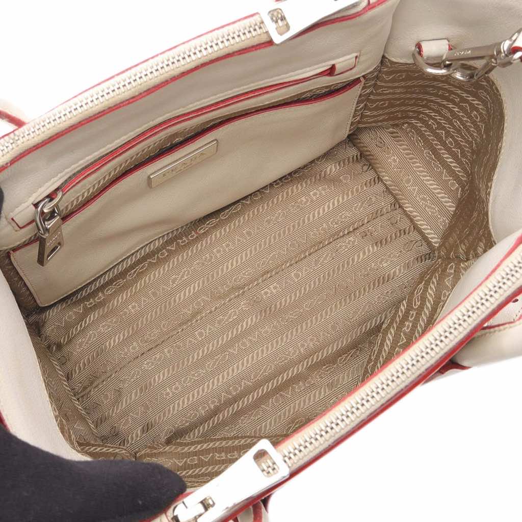 Prada Mini Scamosciato Trimmed Glace Calf Twin Pocket Satchel - Image 6