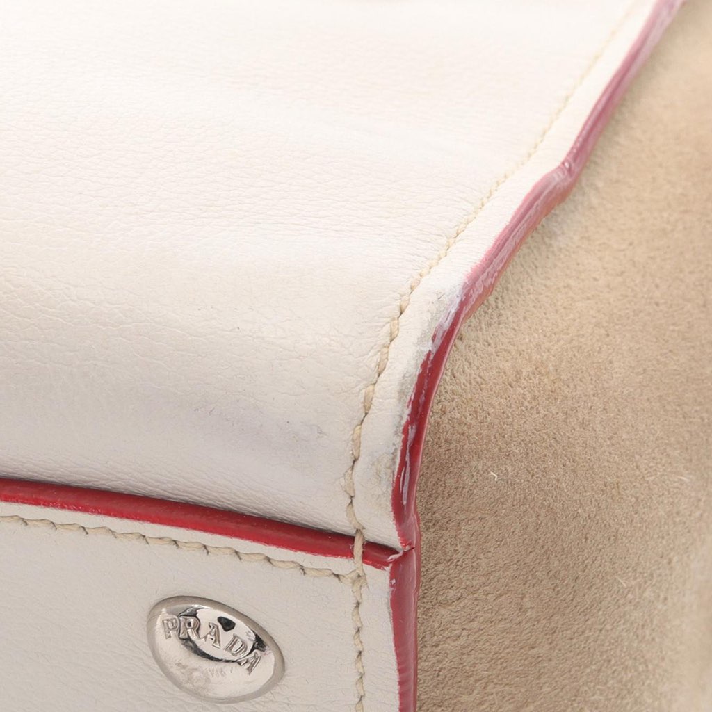 Prada Mini Scamosciato Trimmed Glace Calf Twin Pocket Satchel - Detail 1