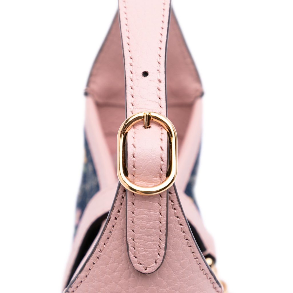 Gucci Limited Edition Mini GG Embroidered Denim Floral Jackie 1961 Crossbody - Image 13