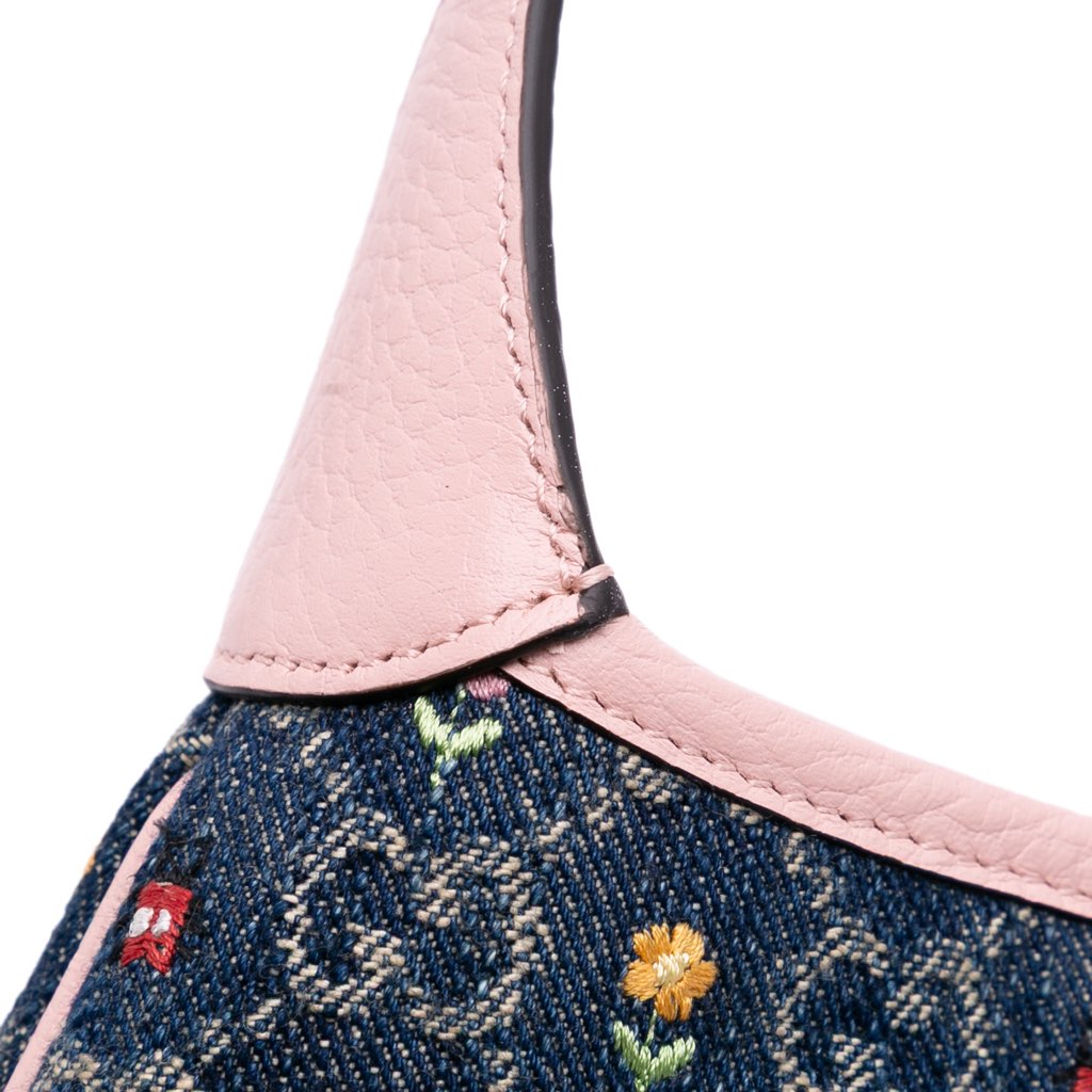 Gucci Limited Edition Mini GG Embroidered Denim Floral Jackie 1961 Crossbody - Image 11
