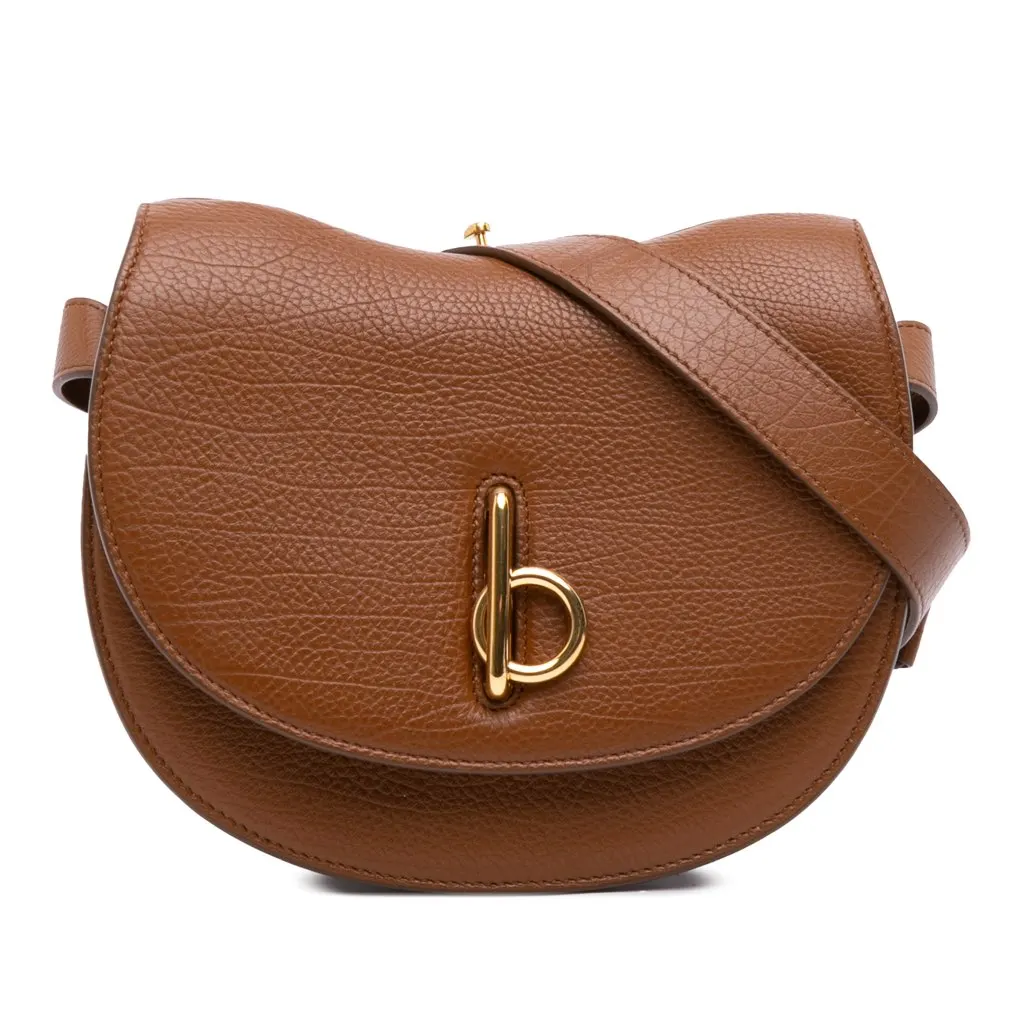 Burberry Small Grained Calfskin Rocking Horse Crossbody Brown Leather Good - Front View