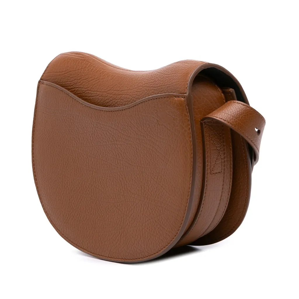 Burberry Small Grained Calfskin Rocking Horse Crossbody Brown Leather Good - Back View