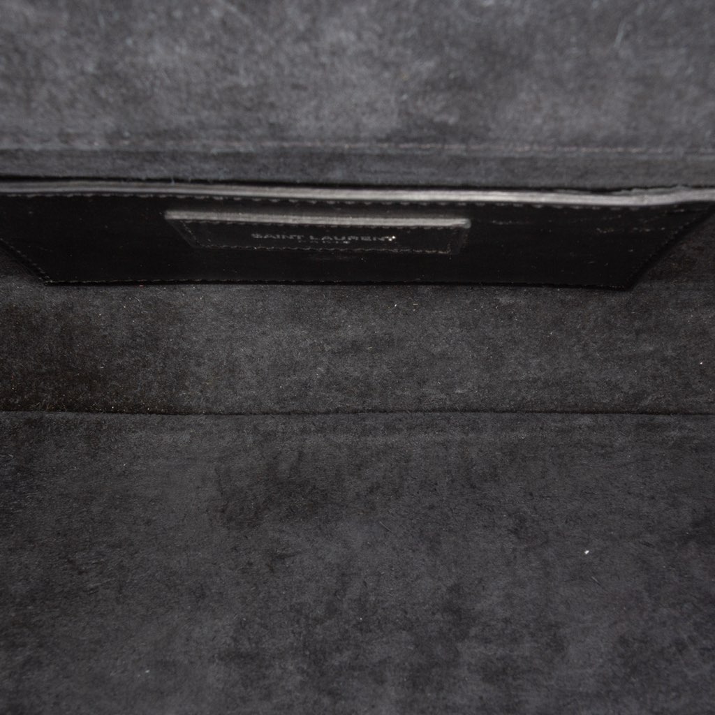 Saint Laurent Croc Embossed Leather Monogram Cassandre Clutch - 4