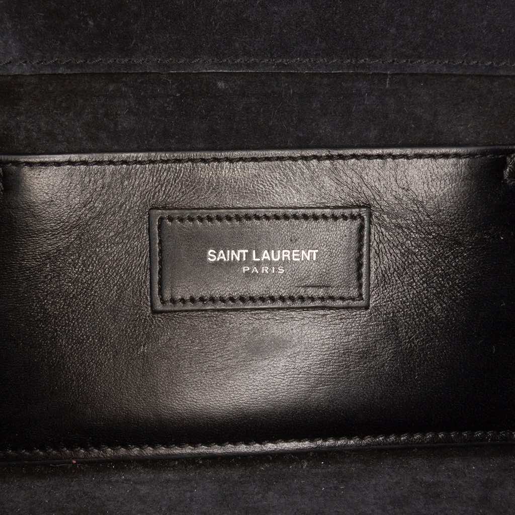 Saint Laurent Croc Embossed Leather Monogram Cassandre Clutch - Side view