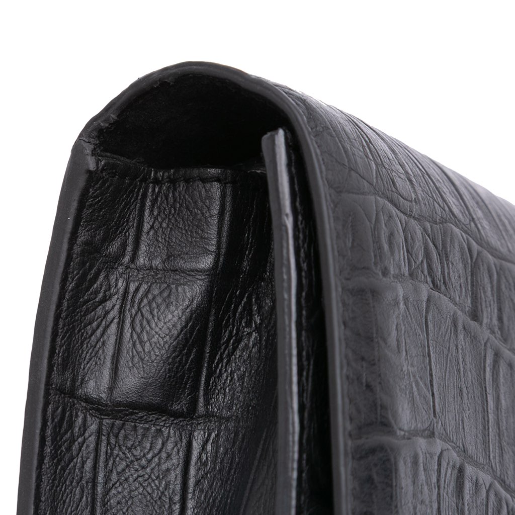 Saint Laurent Croc Embossed Leather Monogram Cassandre Clutch - Image 11