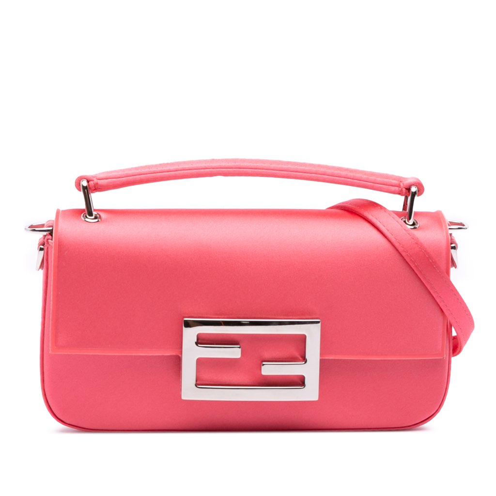 Fendi Satin Phone Pouch Baguette Satchel