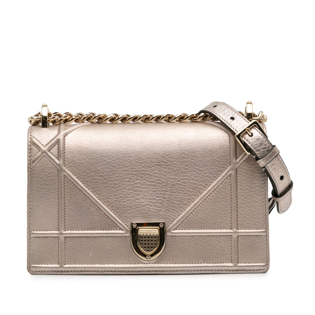 Dior Medium Metallic Grained Calfskin Diorama Flap