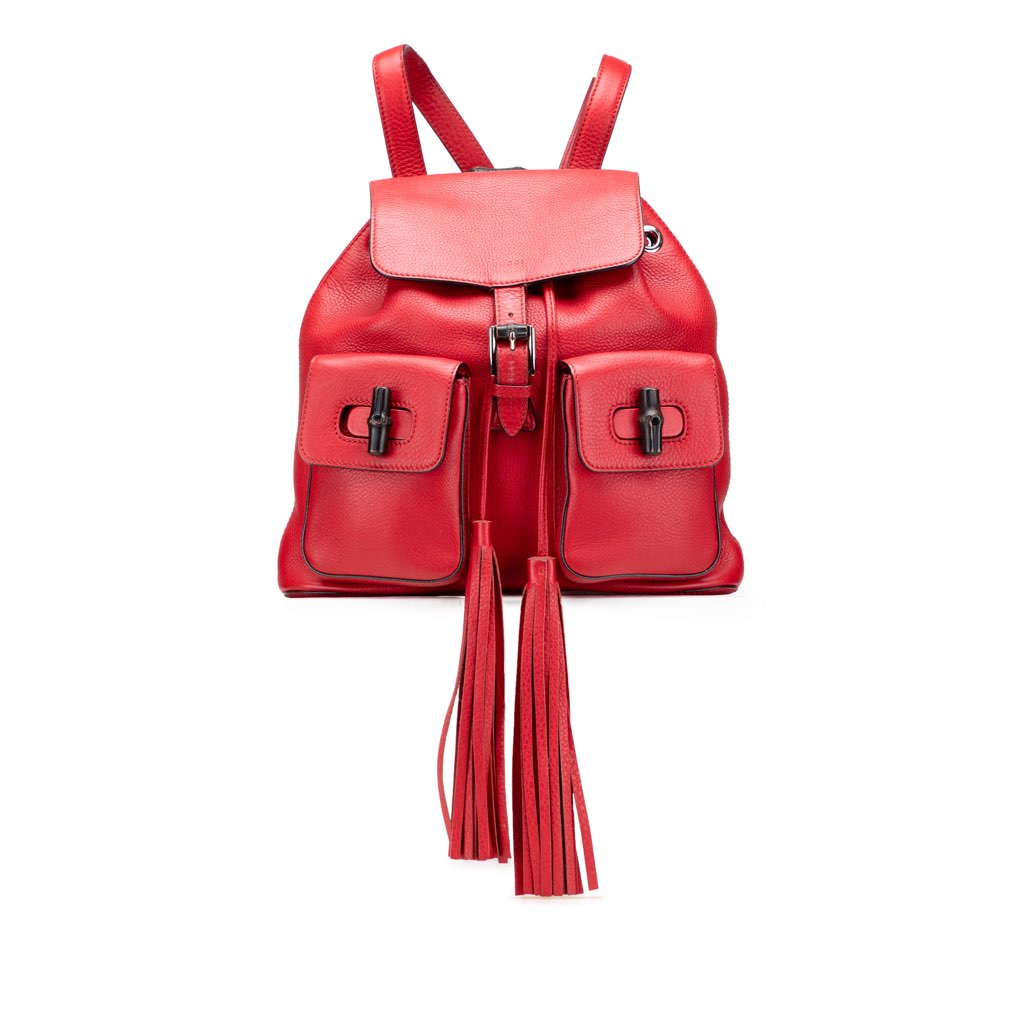Gucci Leather Bamboo Tassel Backpack