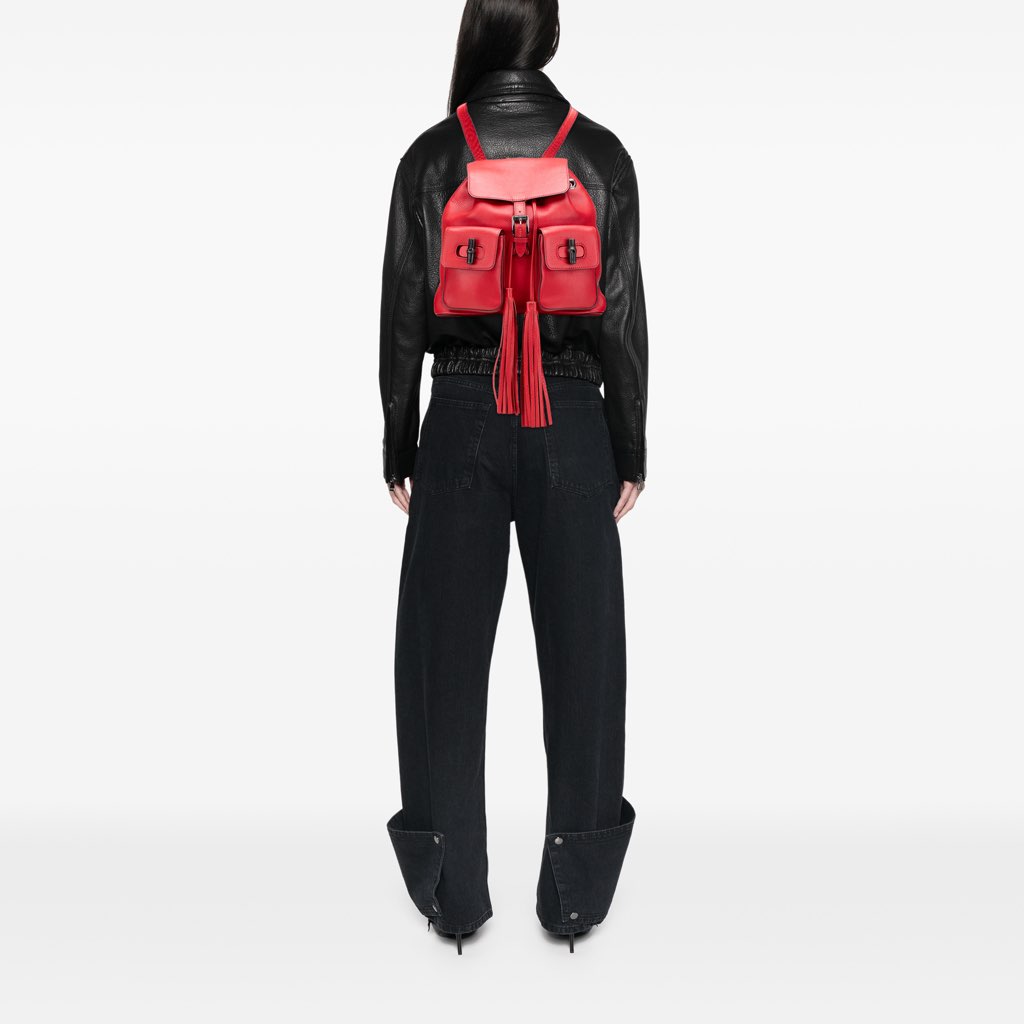 Gucci Leather Bamboo Tassel Backpack - Image 13