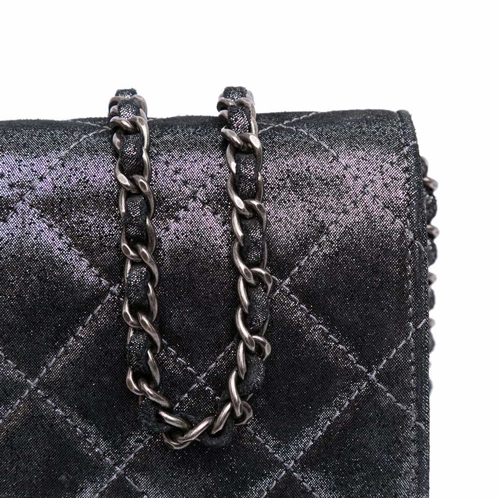 Chanel Quilted Iridescent Lambskin Tartan Button Wallet On Chain - Image 12