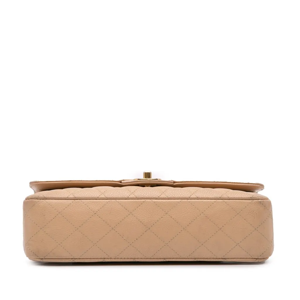 Chanel Medium Classic Caviar Double Flap Brown Leather Good - Inside View