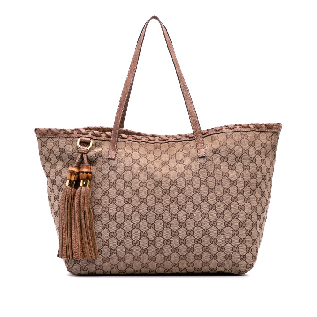 Gucci GG Canvas Bamboo Tassel Tote