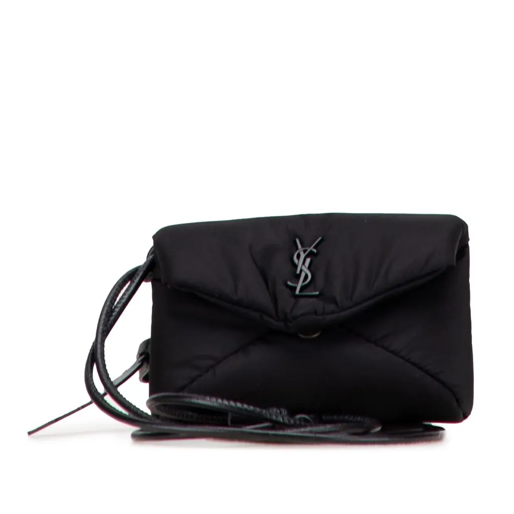 Saint Laurent Mini Nylon Cassandre Envelope Pouch Black Good - Front View
