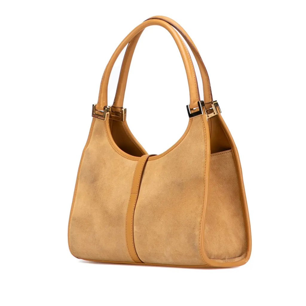 Gucci Suede Jackie Bardot Handbag Brown Leather Good - Back View