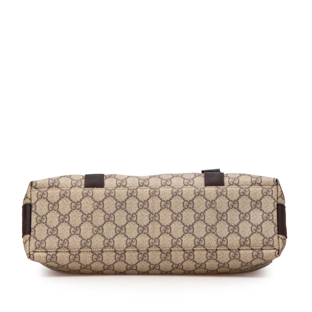 Gucci Large GG Supreme Double Buckle Flap Messenger Bag - 3