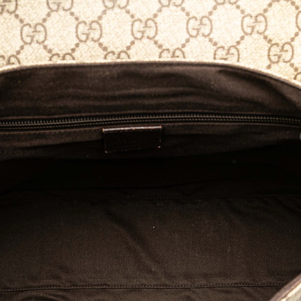 Gucci Large GG Supreme Double Buckle Flap Messenger Bag - 4