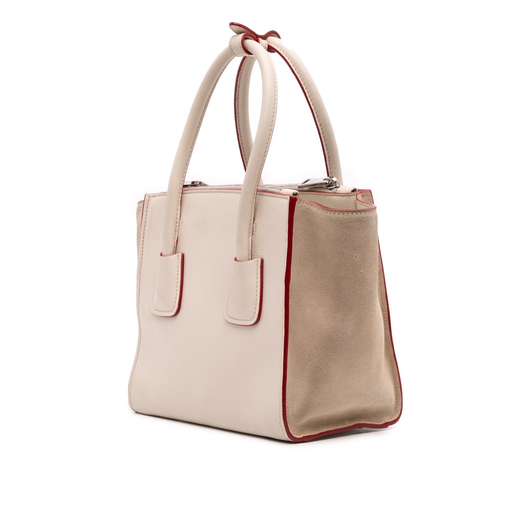 Prada Mini Scamosciato Trimmed Glace Calf Twin Pocket Satchel - Back view