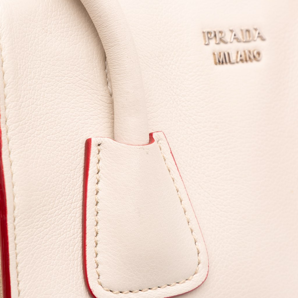 Prada Mini Scamosciato Trimmed Glace Calf Twin Pocket Satchel - Image 14