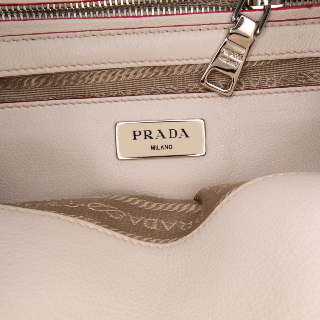 Prada Mini Scamosciato Trimmed Glace Calf Twin Pocket Satchel - Side view