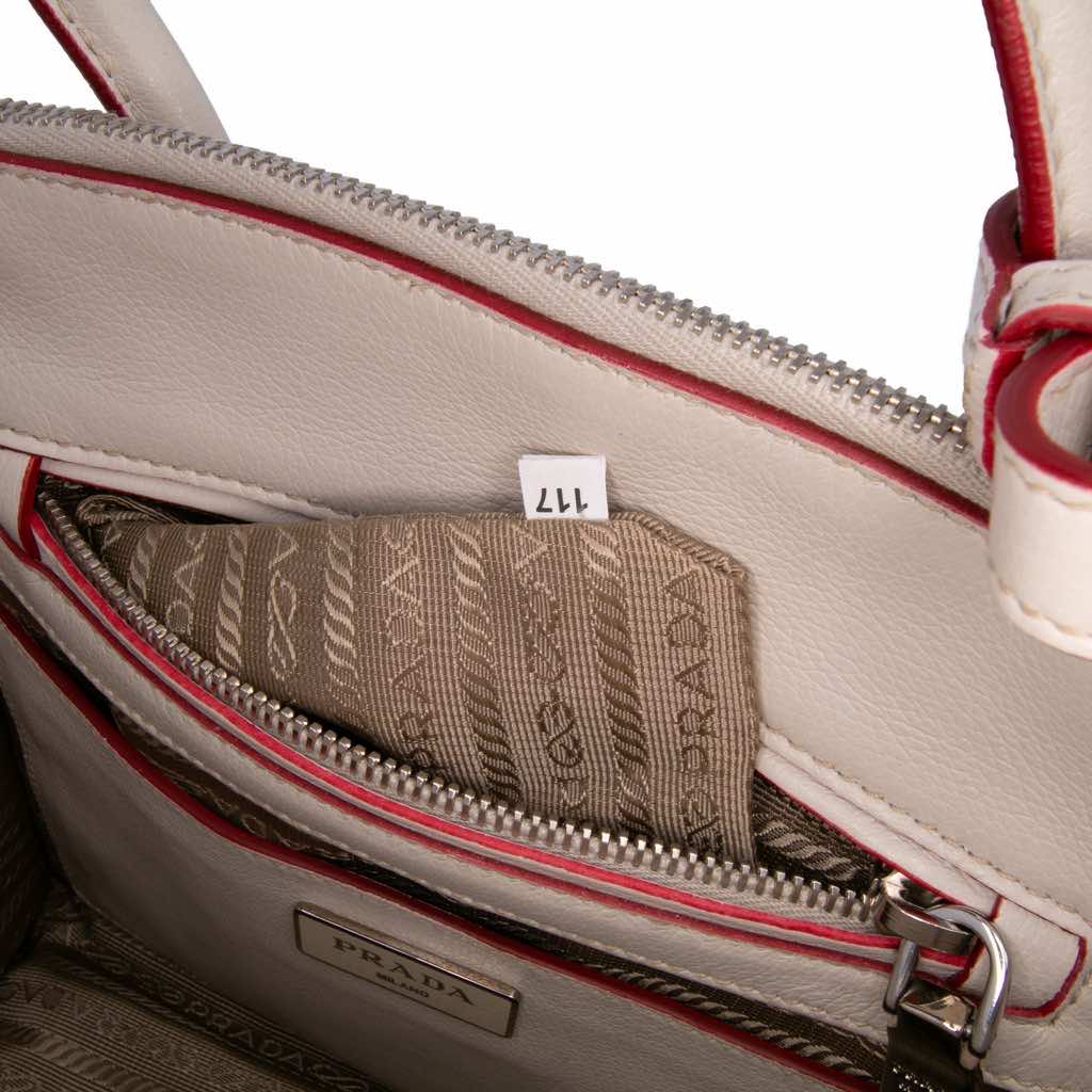 Prada Mini Scamosciato Trimmed Glace Calf Twin Pocket Satchel - Detail 1