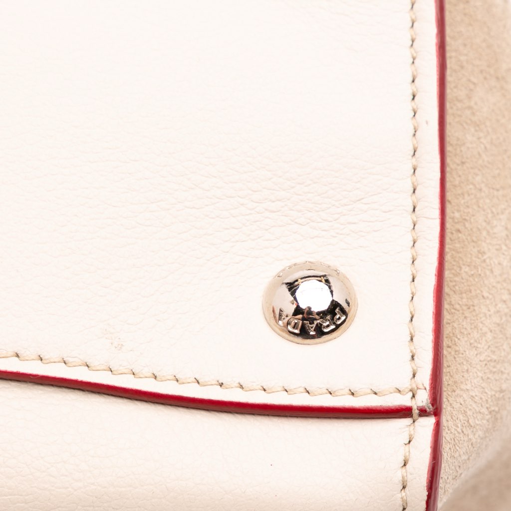 Prada Mini Scamosciato Trimmed Glace Calf Twin Pocket Satchel - Image 10