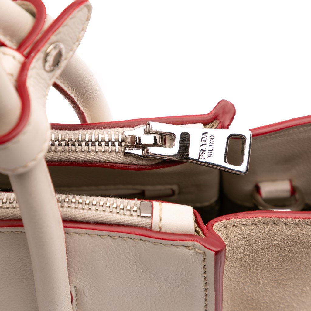 Prada Mini Scamosciato Trimmed Glace Calf Twin Pocket Satchel - Image 11