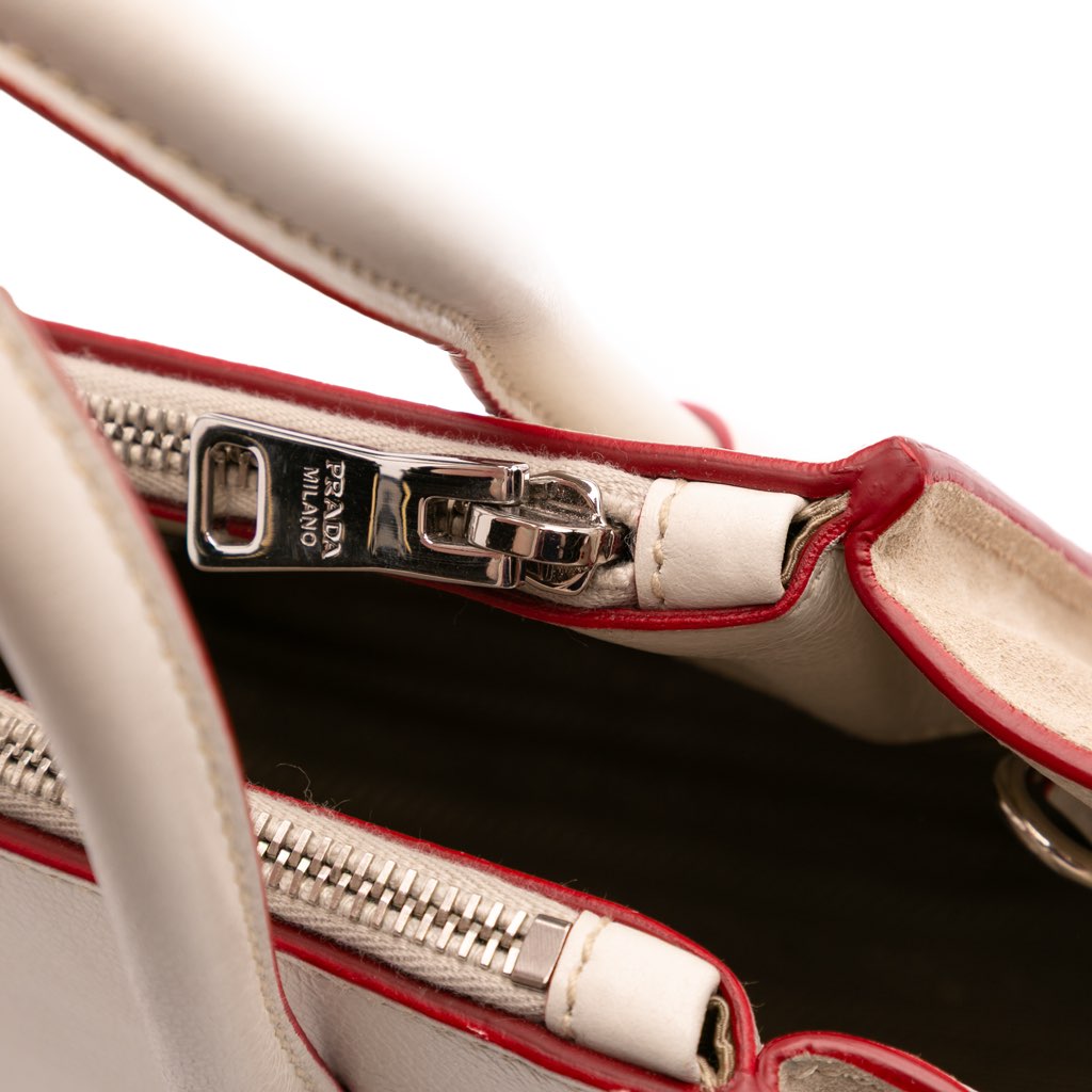 Prada Mini Scamosciato Trimmed Glace Calf Twin Pocket Satchel - Image 12